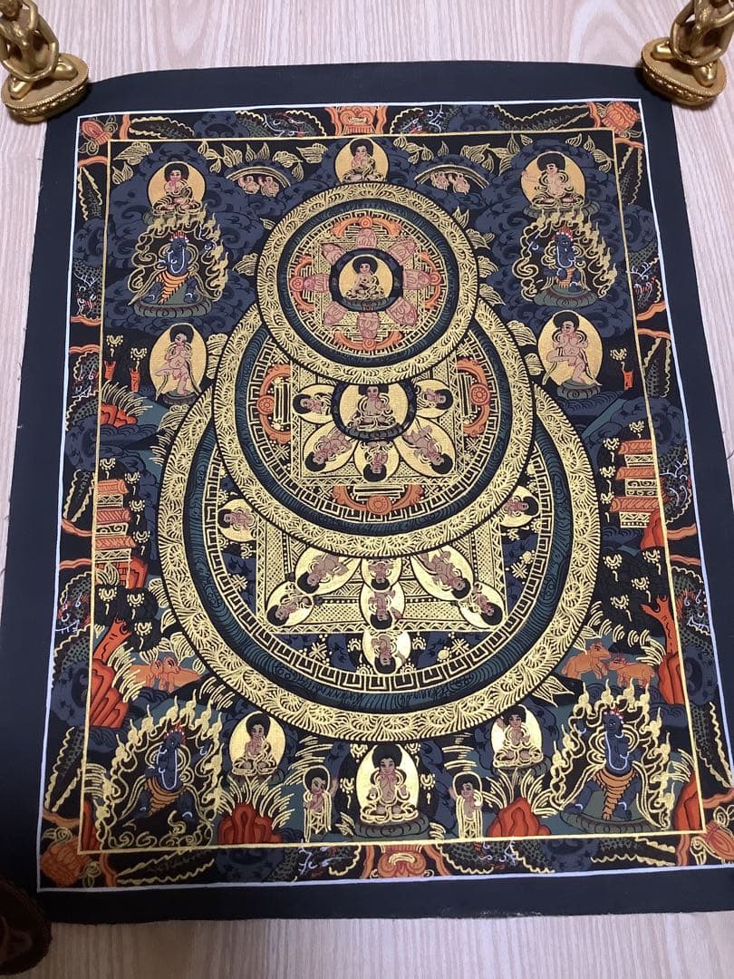 《 チベット密教　新品　1点物 》 手描き　曼荼羅　仏陀　釈迦　仏教　密教　34