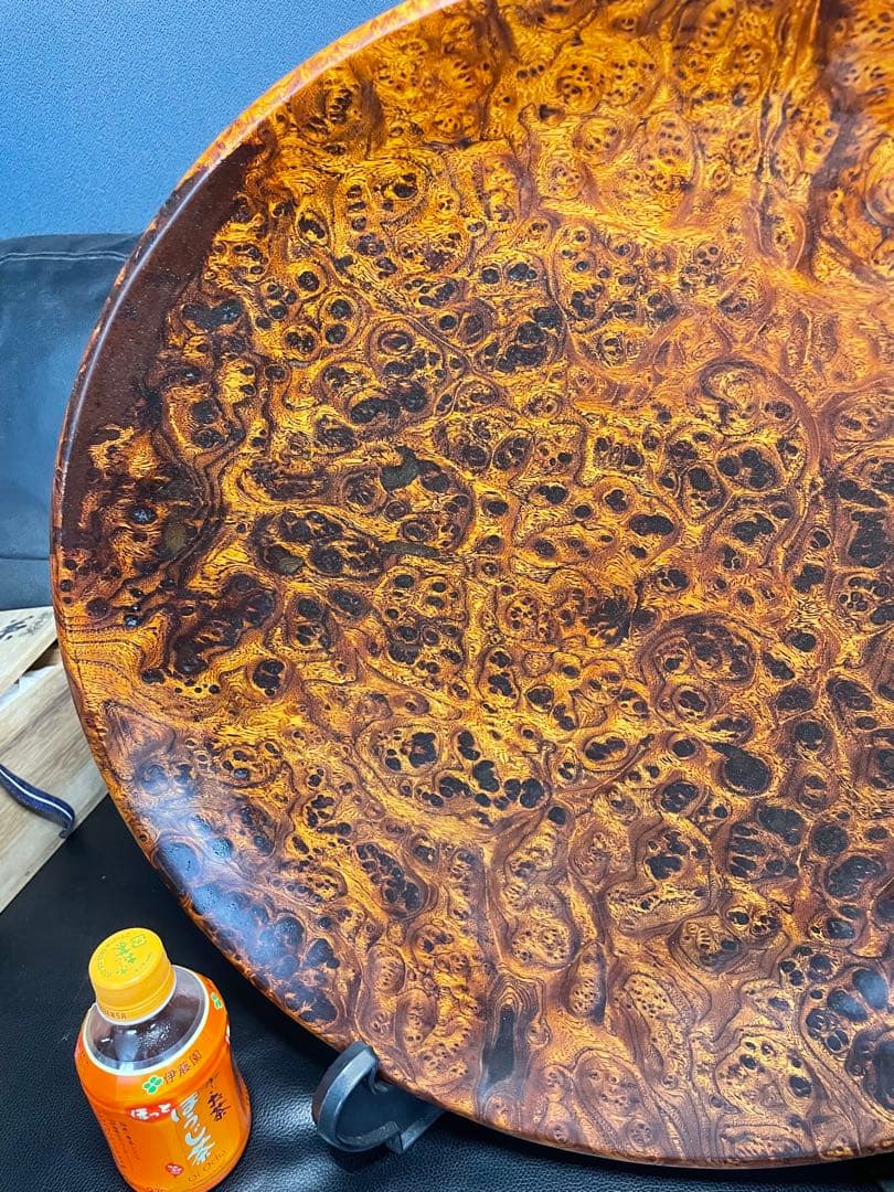 珍品　屋久杉　銘木　大型超極上泡瘤　極上光明　飾り皿　径約47cm