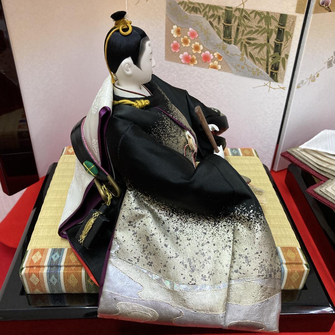 E14ひな人形　訳あり特価　お洒落な黒地の衣装 小十番親王のみ　親王飾り