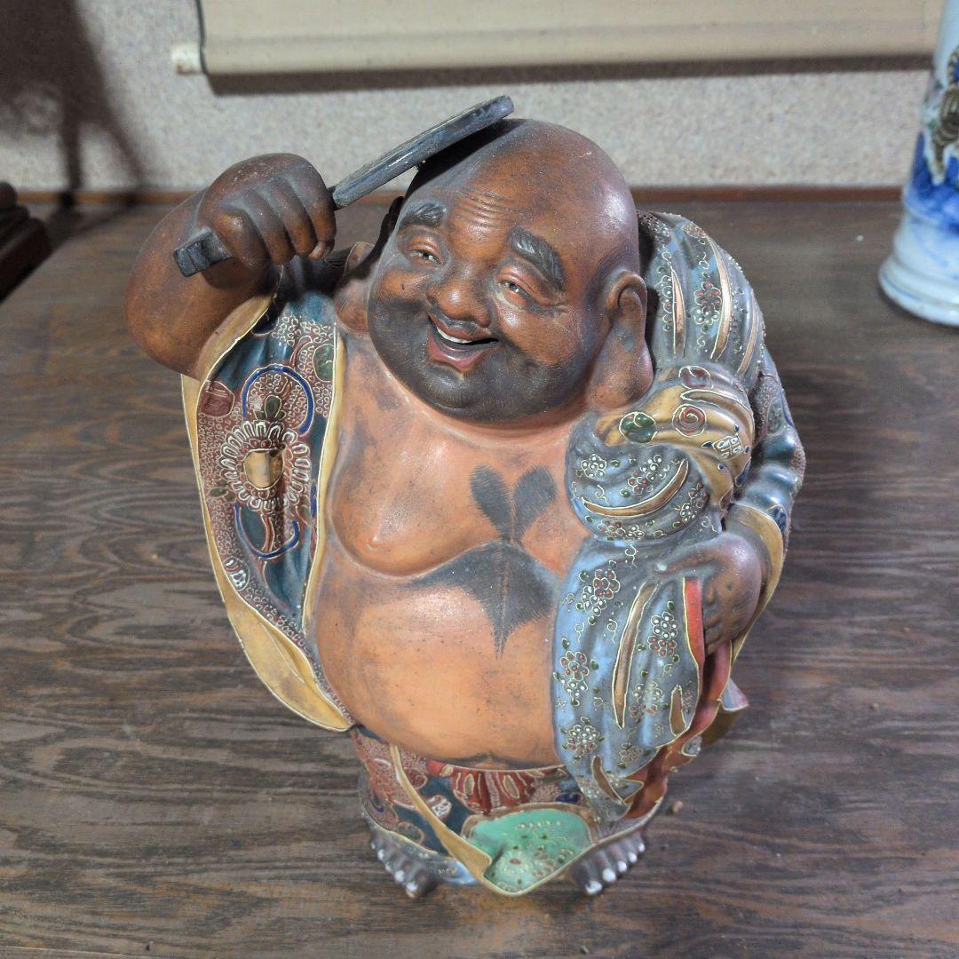 九谷焼 布袋 極彩色 七福神 縁起置物 骨董