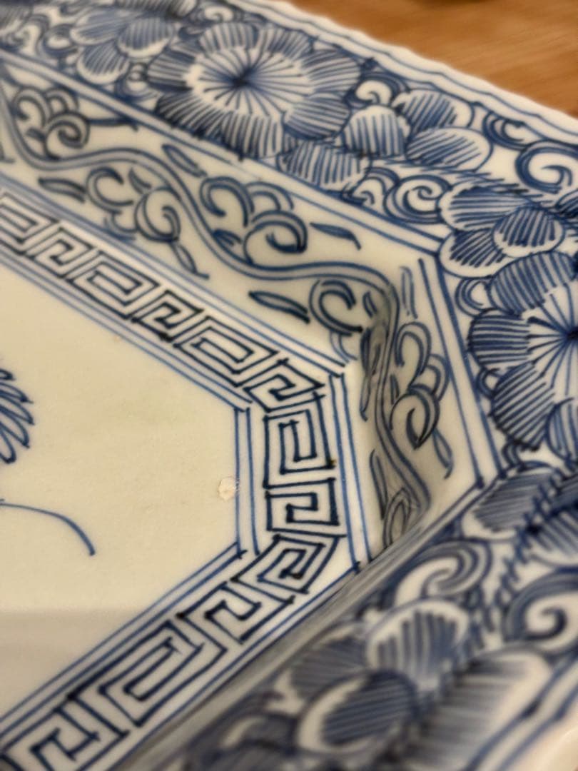 古伊万里 伊万里焼 角皿 染付花の図八角皿