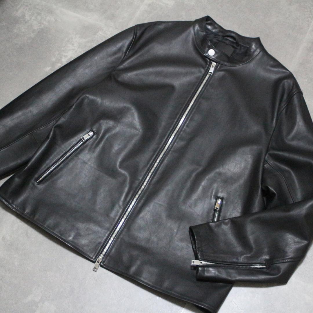 美品 大きいサイズ 9.9万円 Theory レザージャケットメンズ XXL 黒