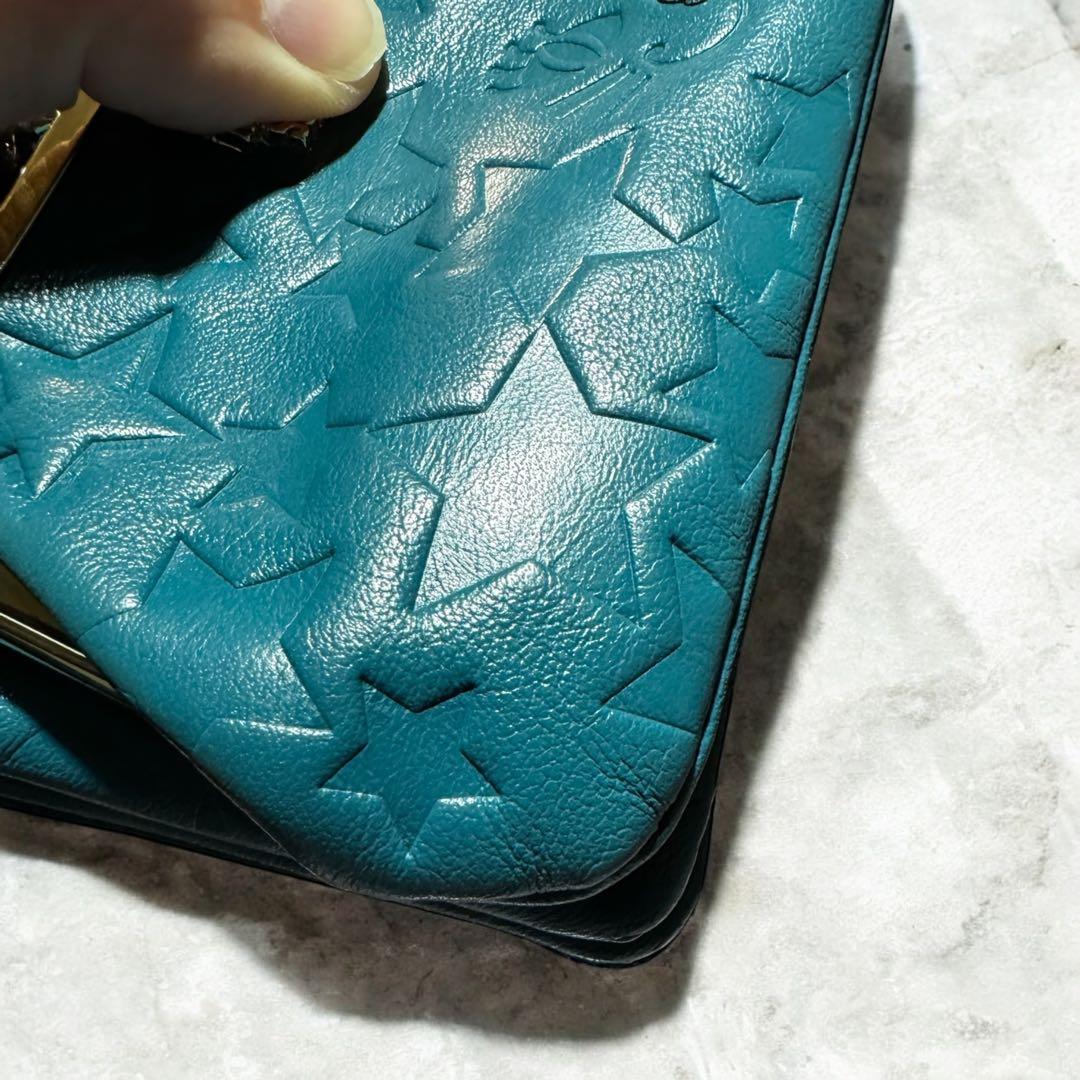 美品 ANNA SUI アナスイ プレイングキャット がま口 財布 ターコイズ