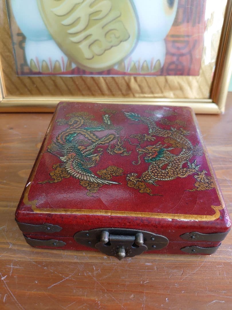 開運 風水盤 中国製 アンティーク 龍 鳳凰 デザイン