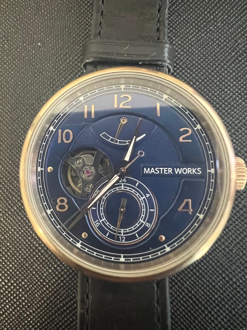 MASTER WORKS 自動巻き時計 ネイビー　 機械式腕時計