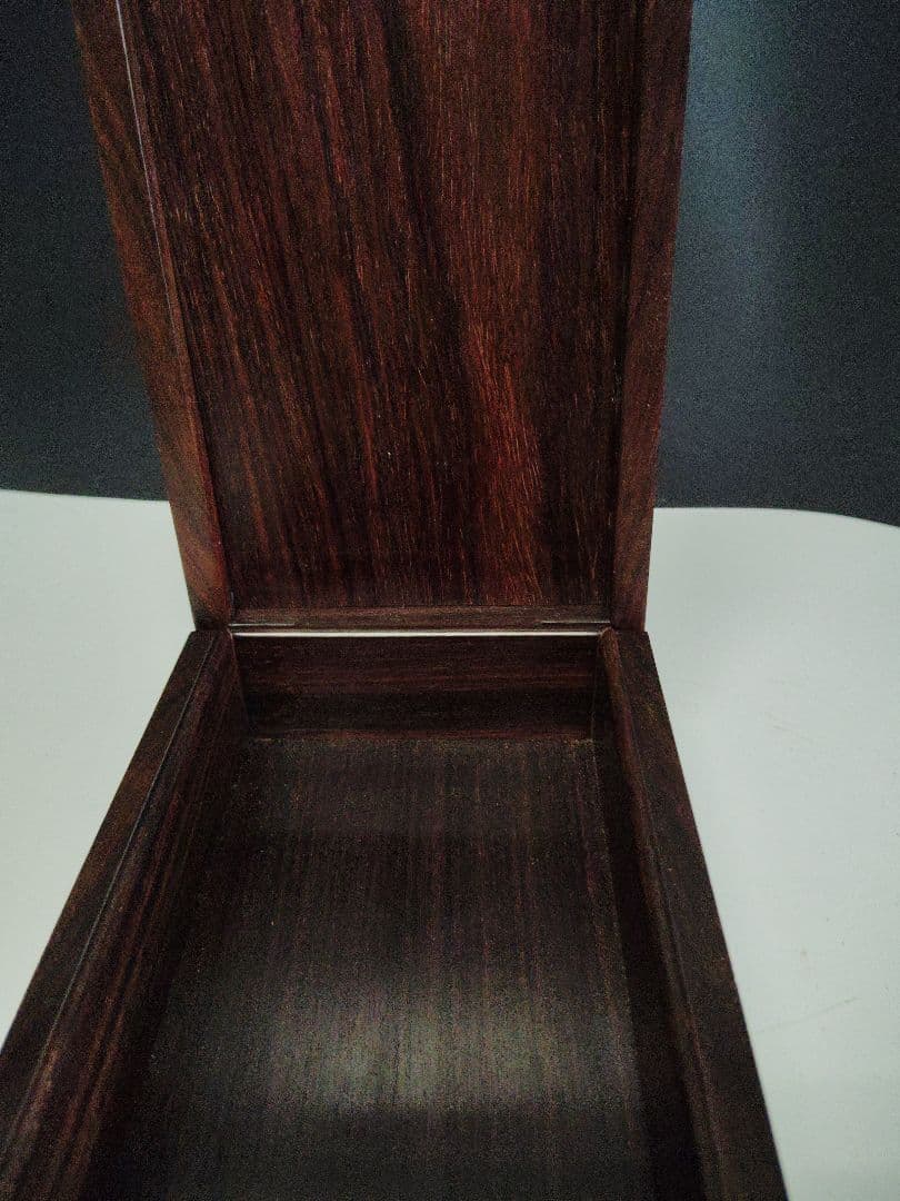 インド細密画 手描き 王侯像 紫檀系ローズウッド 無垢材 文庫箱　ムスリム美術