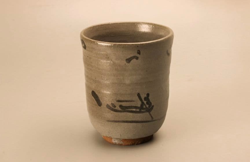 西岡小十 唐津焼 湯呑 絵唐津湯呑茶碗 共箱 共布 栞 本物保証