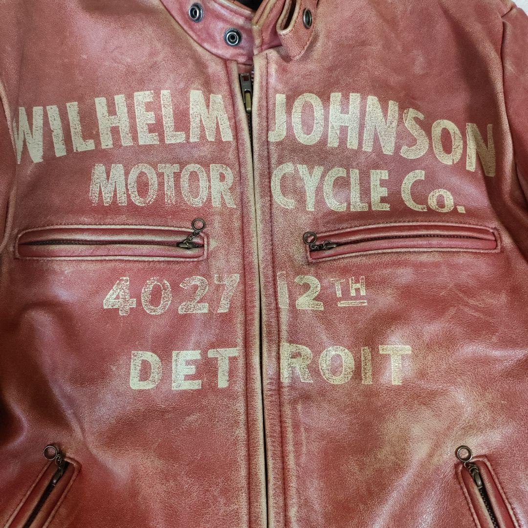 M*n様 レア　良品　ドッグファイト レザーシングルライダース　レッド　ダメージ