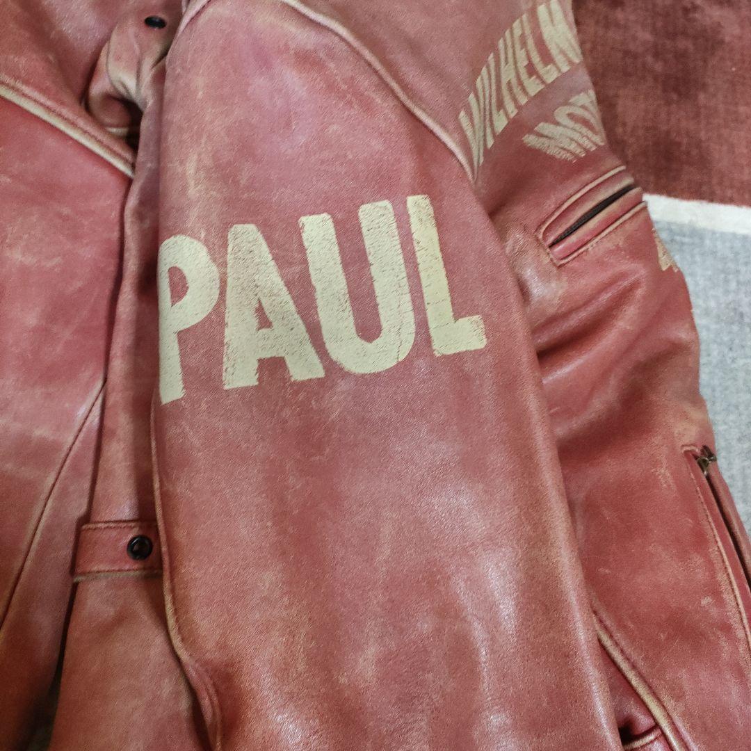 M*n様 レア　良品　ドッグファイト レザーシングルライダース　レッド　ダメージ