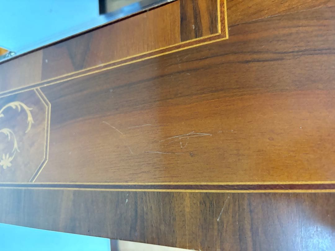 アンティーク イタリア ライディングビューロー 鍵付き 猫脚 象嵌 店舗 什器