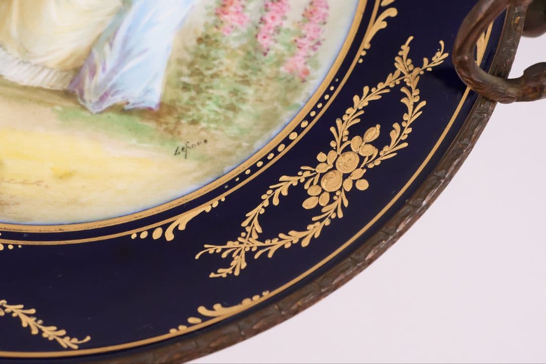 【CM325】セーブル フランス リモージュ コンポティエ 絵皿 人物 陶磁器