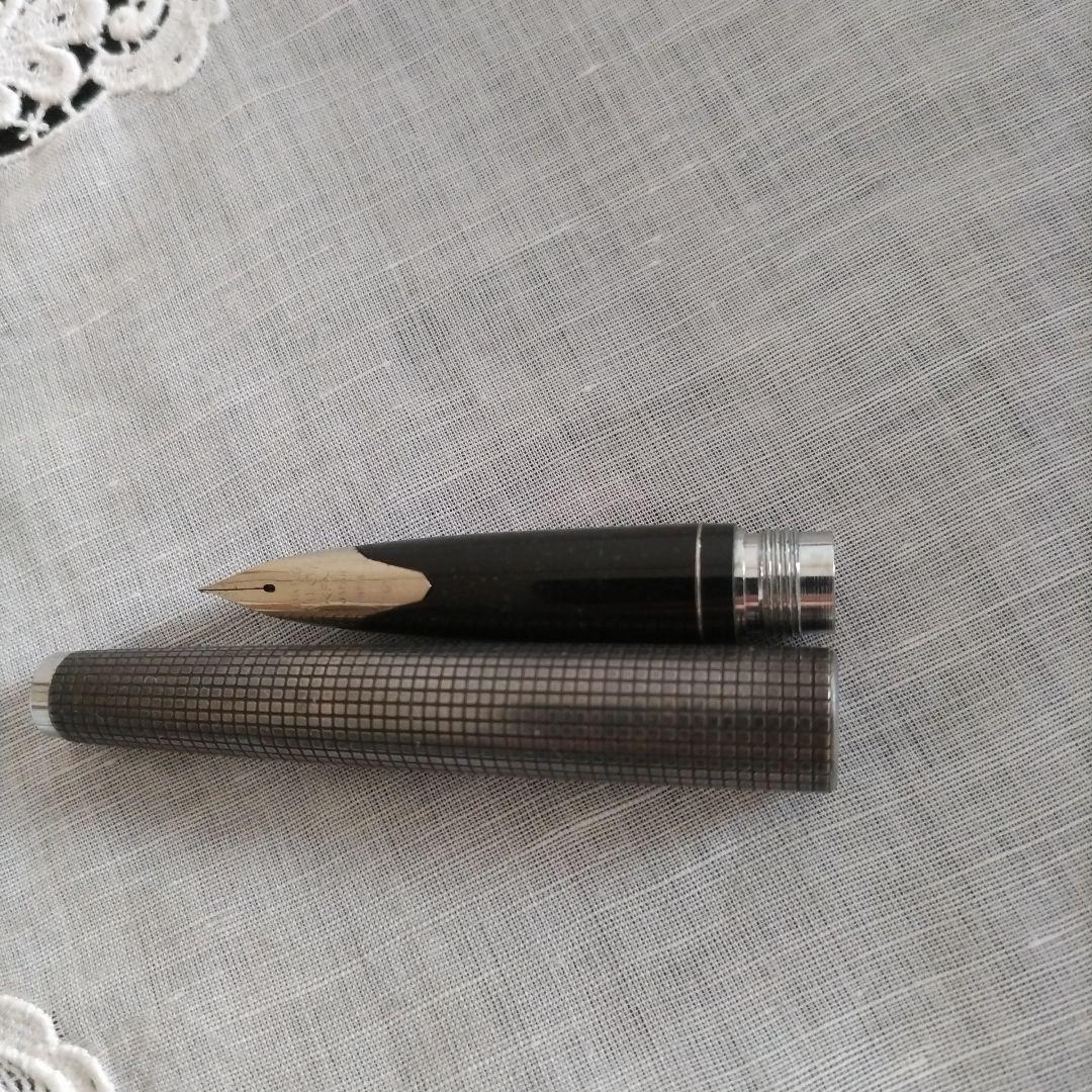 PILOT 18KWG スターリングシルバー 万年筆 シルバーン 格子