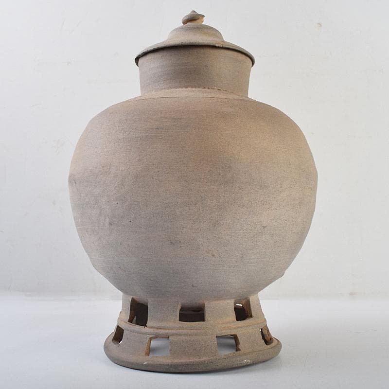 朝鮮美術　須恵器　新羅土器　新羅無細土　壷　時代箱付　M　R9488B