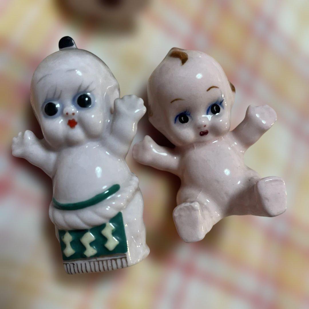 キューピー　お相撲　相撲　昭和レトロ　昭和　レトロ　ヴィンテージ 陶器 置物