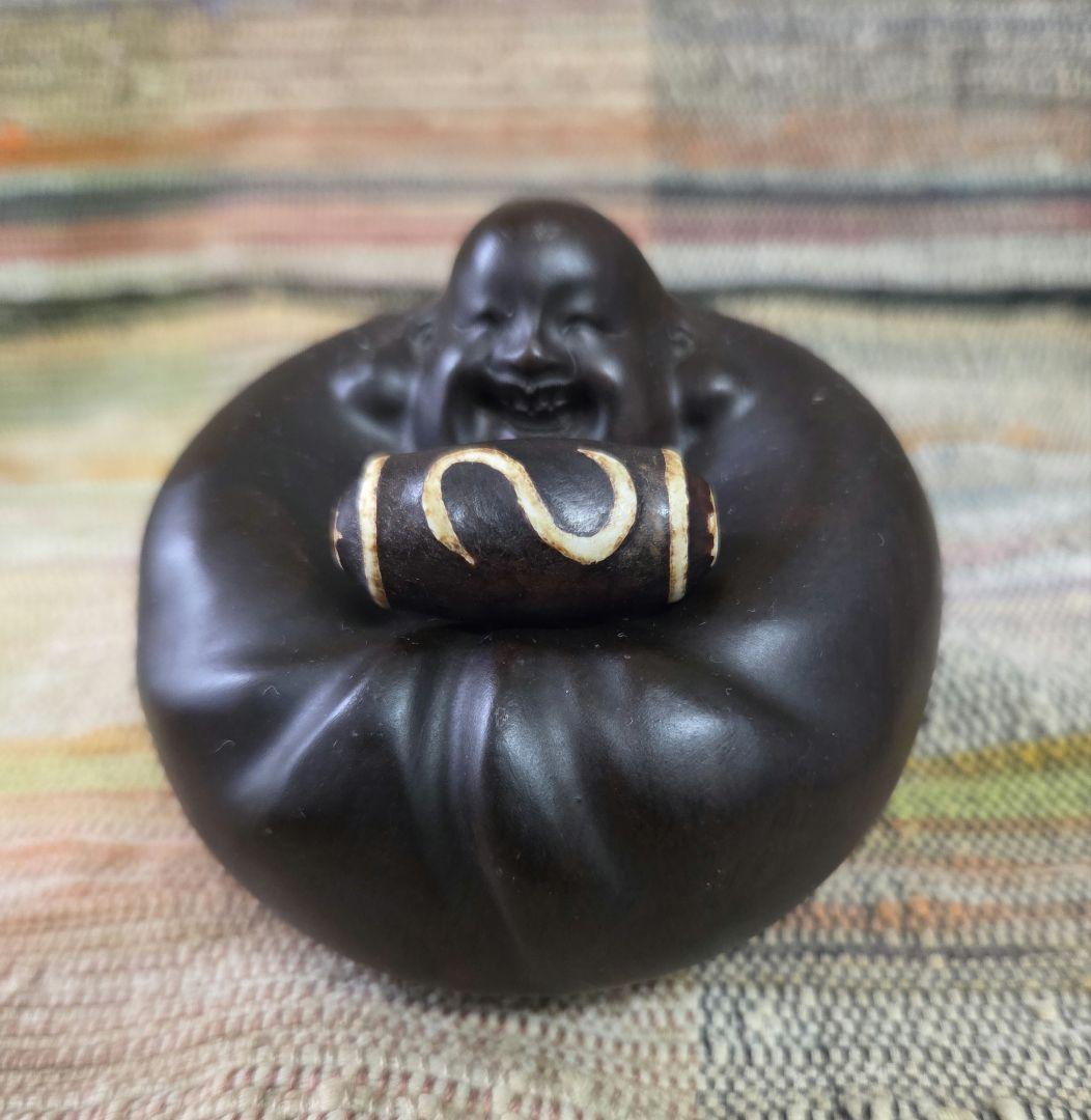 883　天珠　金銭鈎天珠　浮き彫り　貴重　珍品　dzibeads！