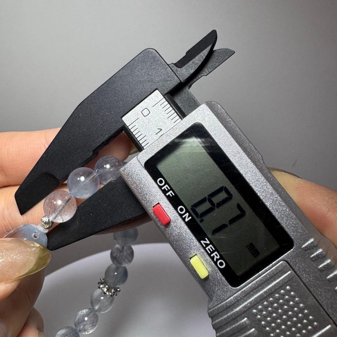 一点物　天然石　ハンドメイドブレス　ブルー　サゲニティッククォーツ　サゲ