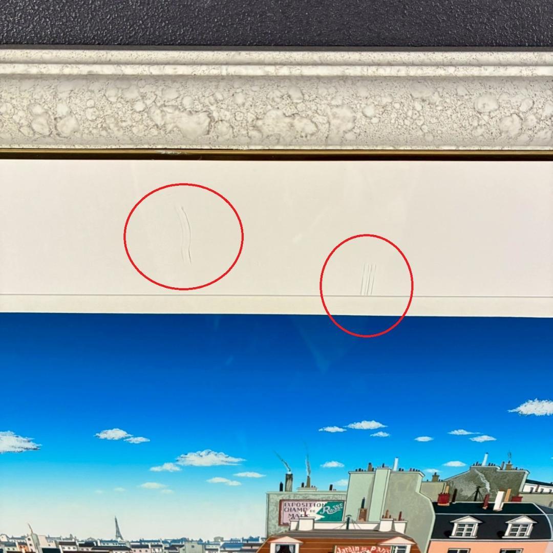 ビン・カシワ「カフェテラス」シルクスクリーン 直筆サイン入 額縁入 ヒロヤマガタ