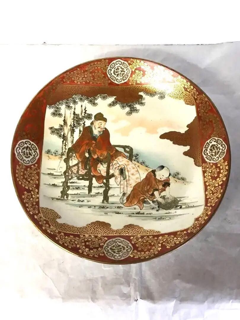 九谷焼:１尺5分赤絵人物画大皿