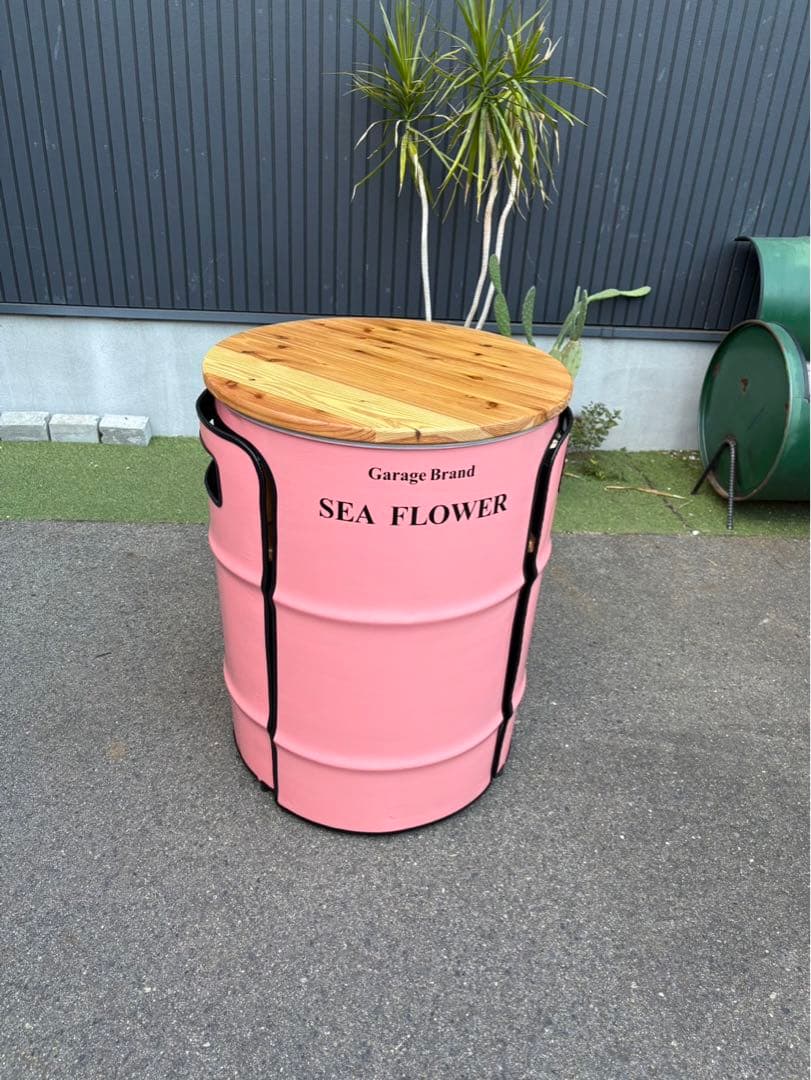 ドラム缶リメイクテーブルセット　無垢材仕様