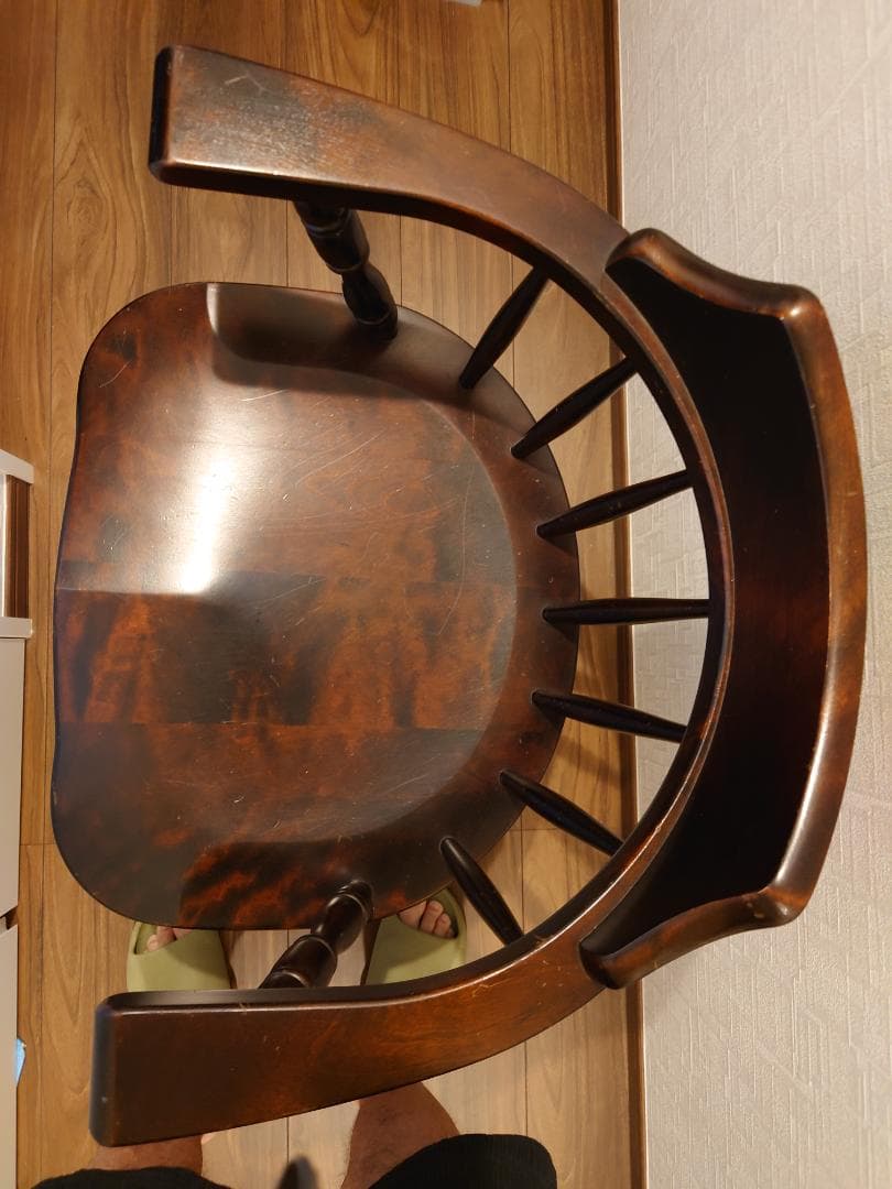 北海道民芸家具　キャプテンチェア　アームチェア 伝統的刻印付き　ブラウン系