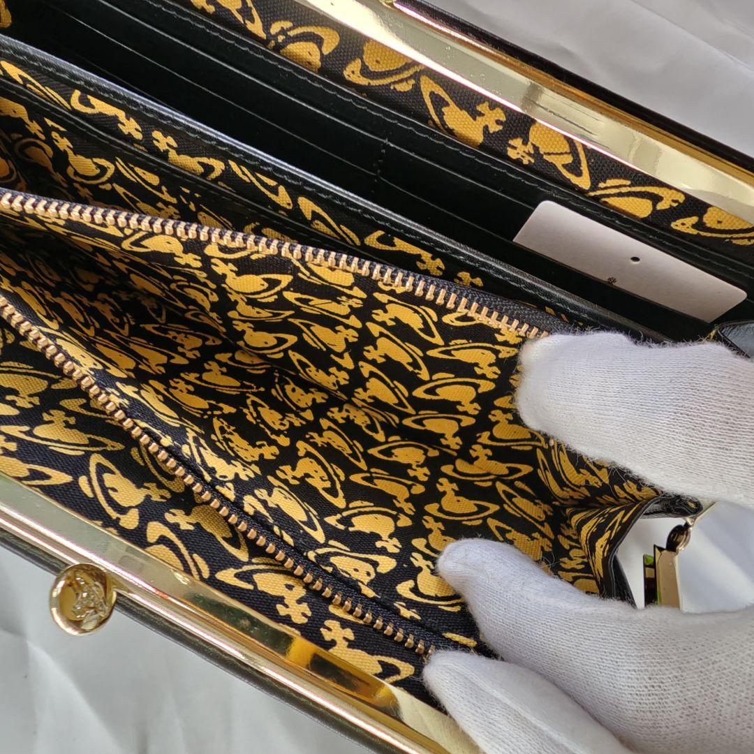 新品未使用級　ヴィヴィアンウエストウッド　長財布　オーブ　がま口　レザー