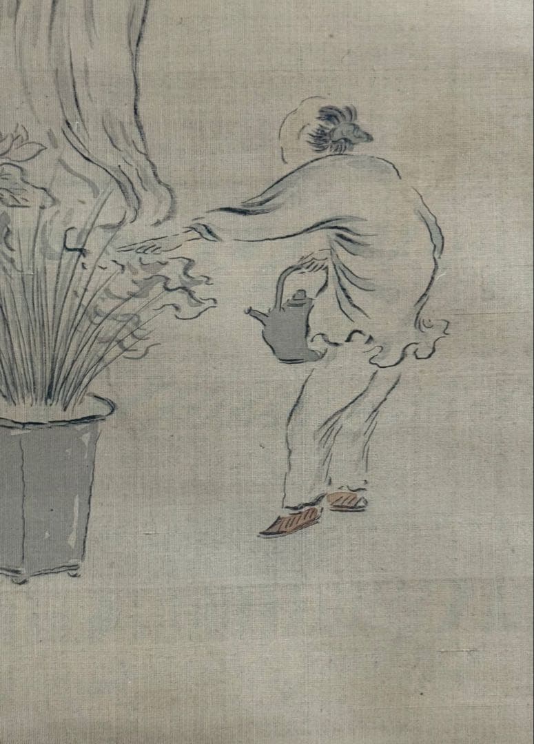 田能村竹田筆　天保4年作　観音　絹本肉筆　古美術　掛軸　共箱送料込み250617