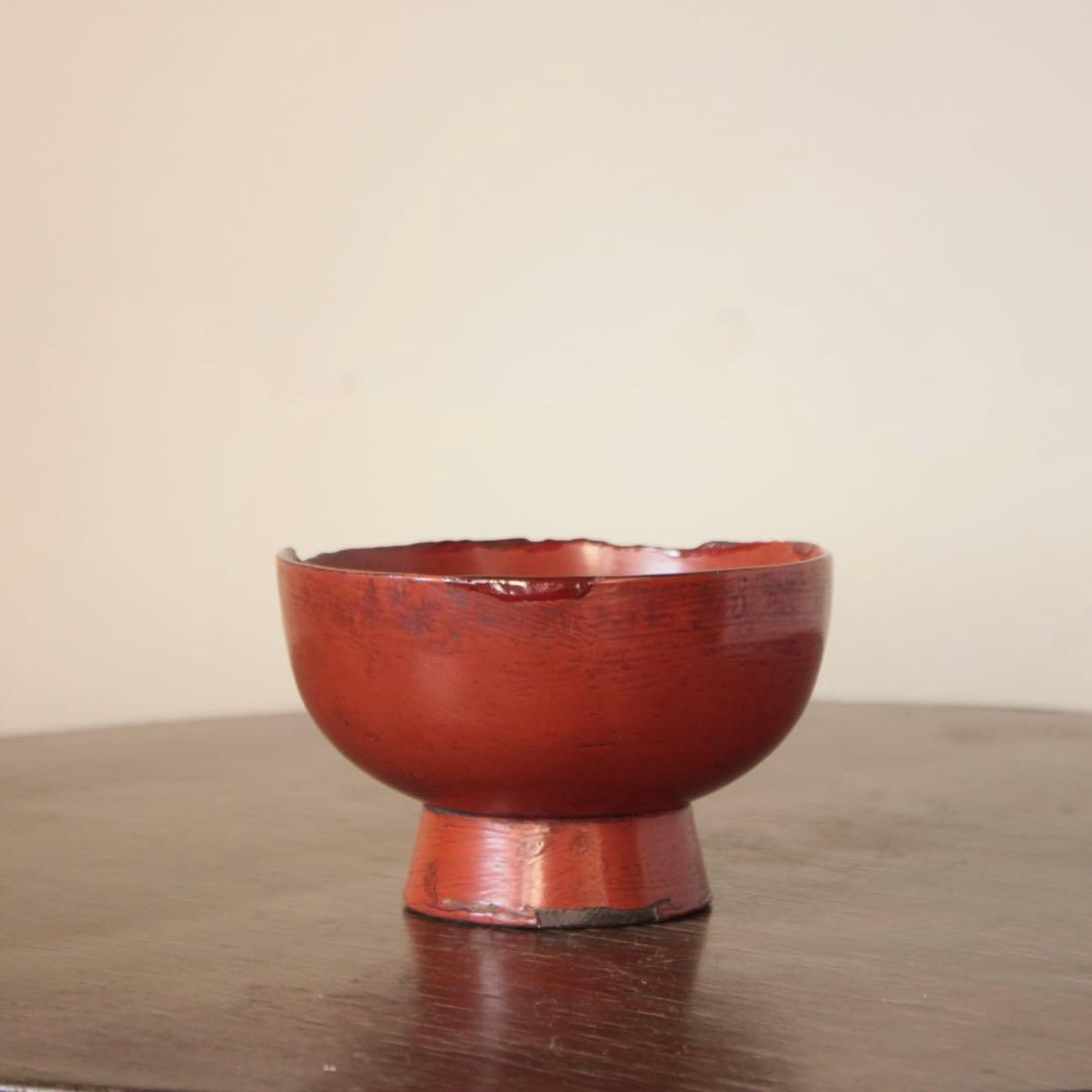 朱塗り 浄法寺塗 椀 古道具 アンティーク 古い 漆器 古い椀