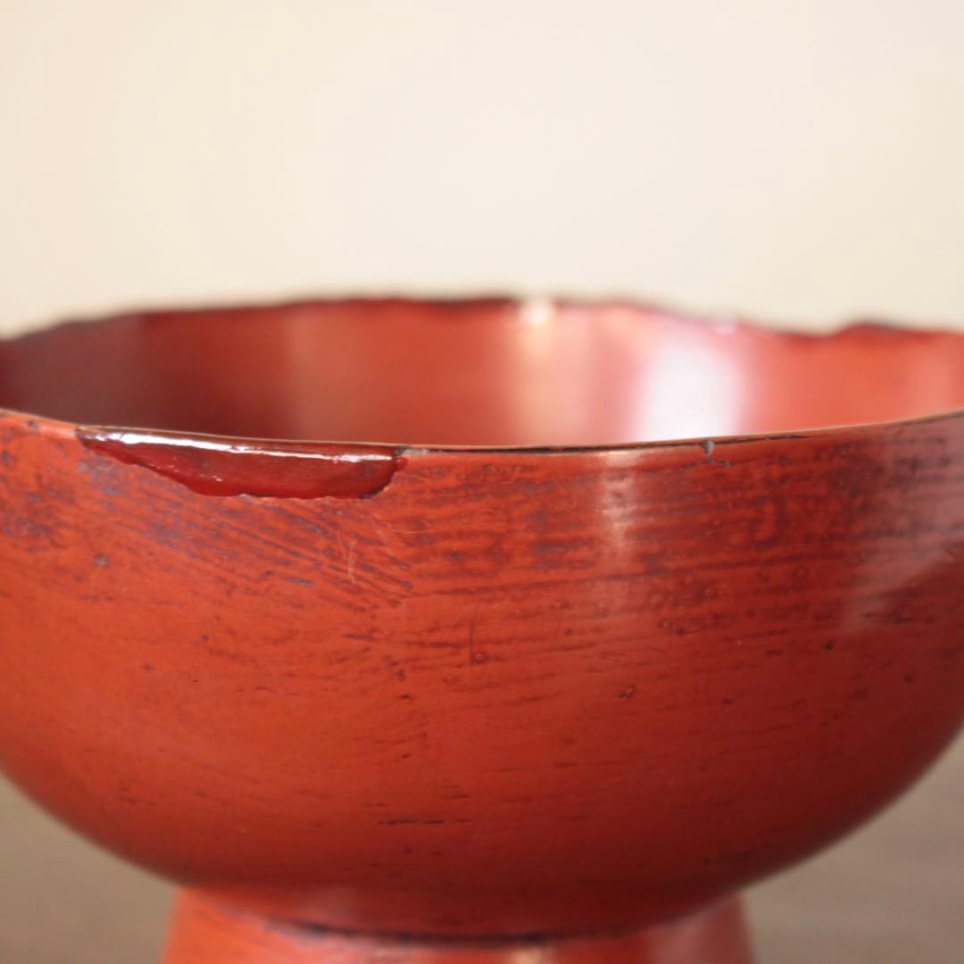 朱塗り 浄法寺塗 椀 古道具 アンティーク 古い 漆器 古い椀
