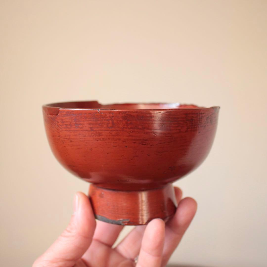 朱塗り 浄法寺塗 椀 古道具 アンティーク 古い 漆器 古い椀
