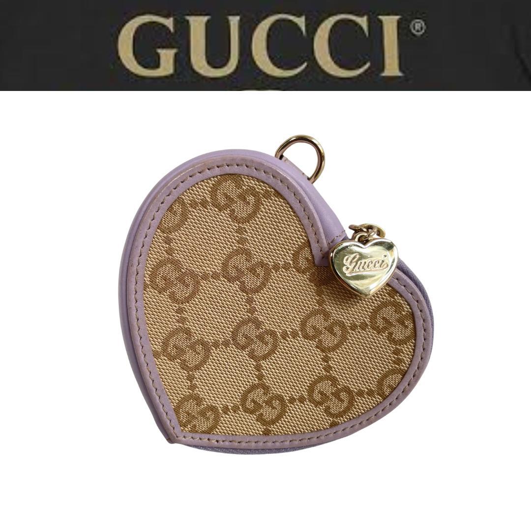 GUCCI グッチ GG柄 ハートケース ロゴチャーム付き ラベンダー