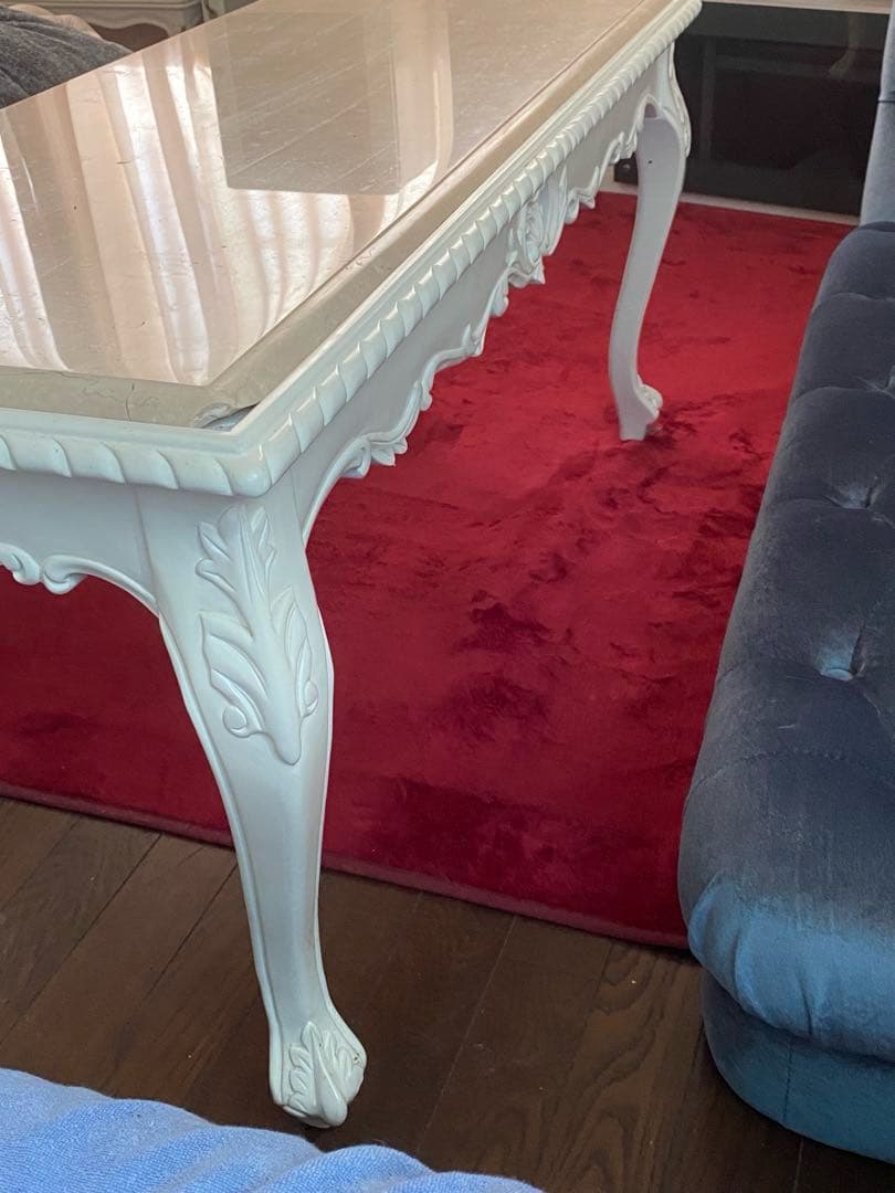 希少 ピンク 大理石天板♦️最高級 猫脚 ロココ ヴィンテージ テーブル♦️送料込