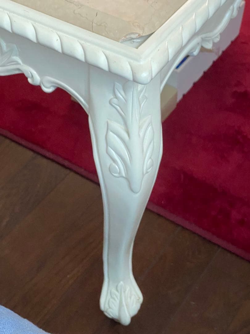 希少 ピンク 大理石天板♦️最高級 猫脚 ロココ ヴィンテージ テーブル♦️送料込