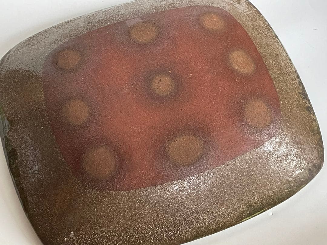 陶芸家　船木研兒　船木研児　舩木　三彩釉線彫　大鉢　オーバル皿　角皿　緑釉