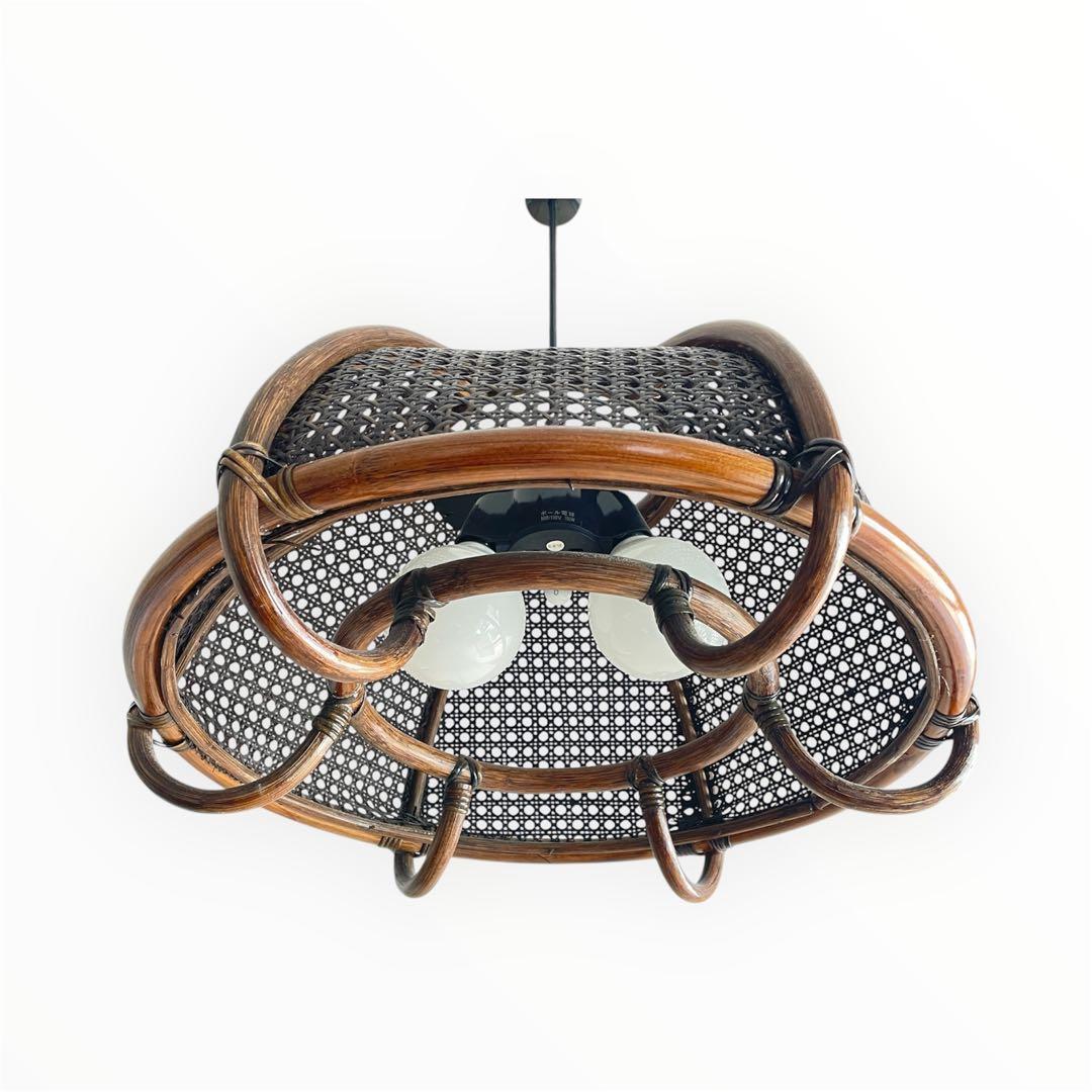 80s ヴィンテージ　ラタンランプ