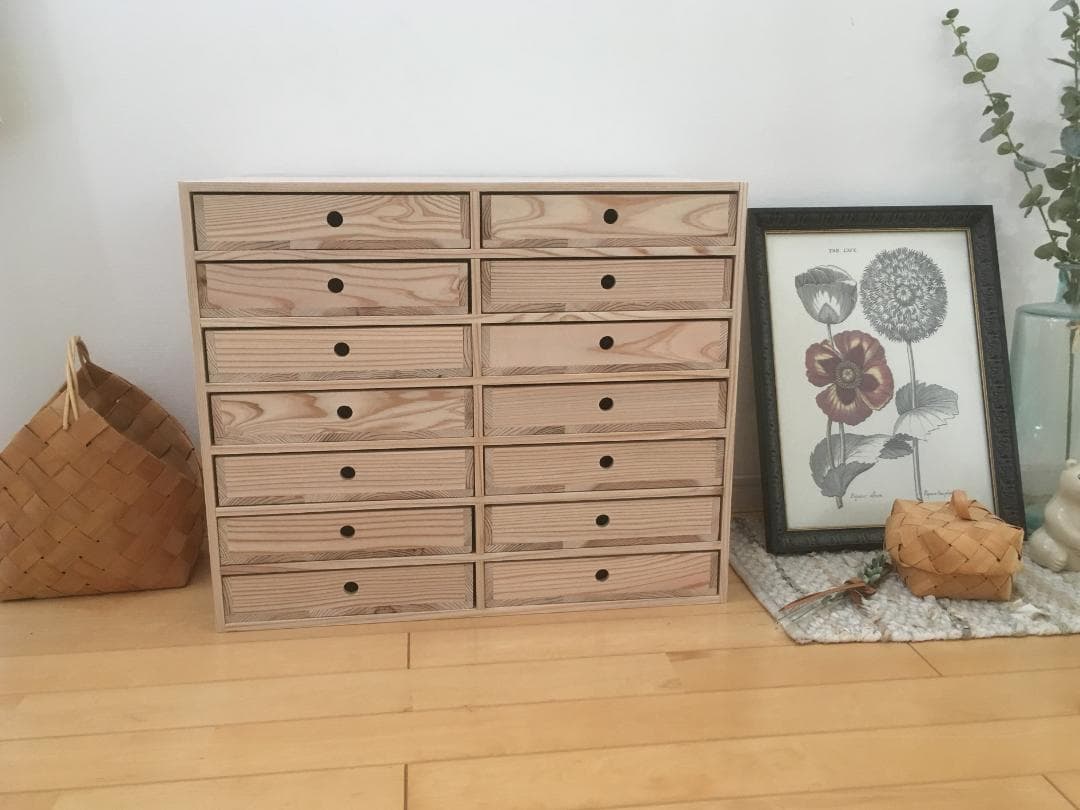 ★送料無料★サイズ変更可能★A4丸穴7段2列引き出し②/無垢材★木製オーダー可能