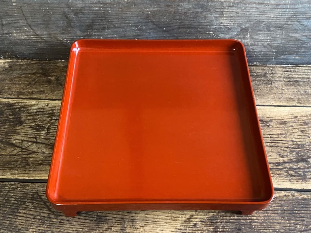 能登蔵出し 輪島塗 朱漆塗 脚付四方膳 二客セット｜能登の手仕事｜漆器膳 正月