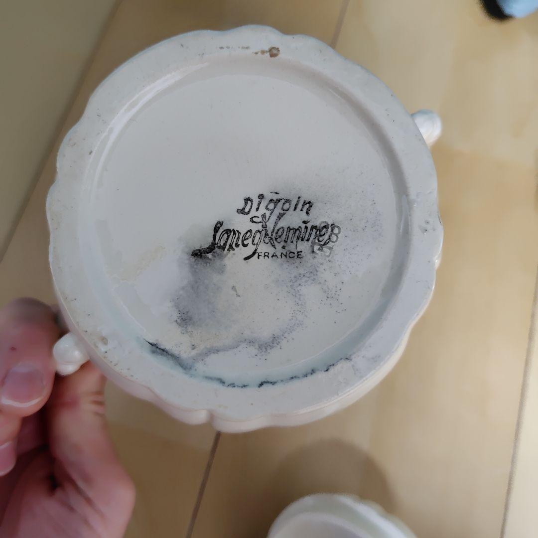 サルグミンヌ　花リム　ポット＆シュガーポット セット　アンティーク