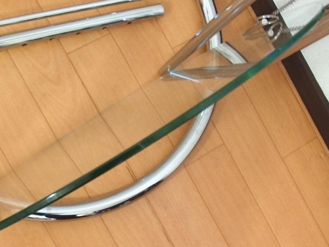 【良品】高さ調節可能 強化ガラス サイドテーブル/丸テーブル/飾り台 モダン家具