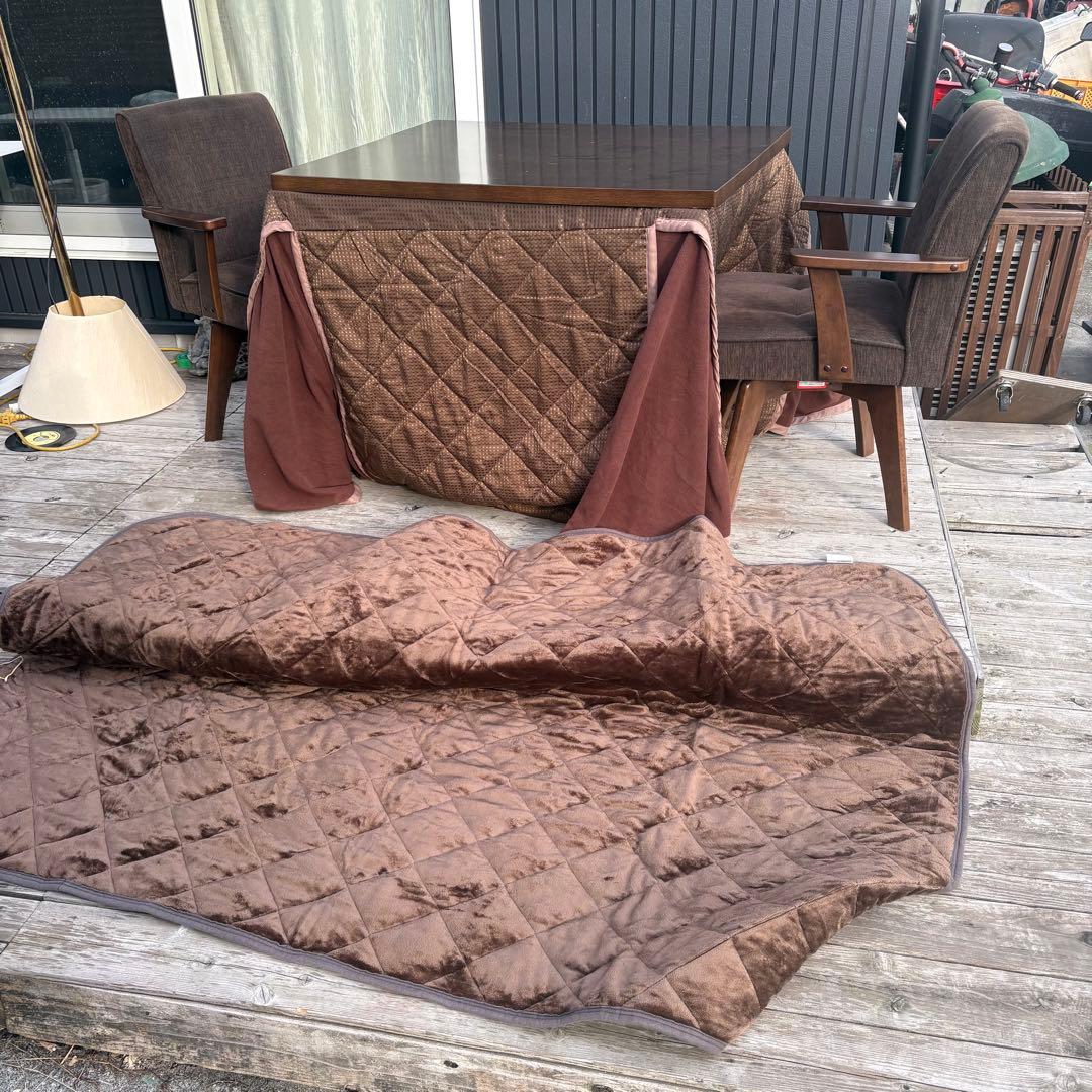 山善 木製 ダイニングコタツテーブル デスクこたつ こたつ布団セット センター