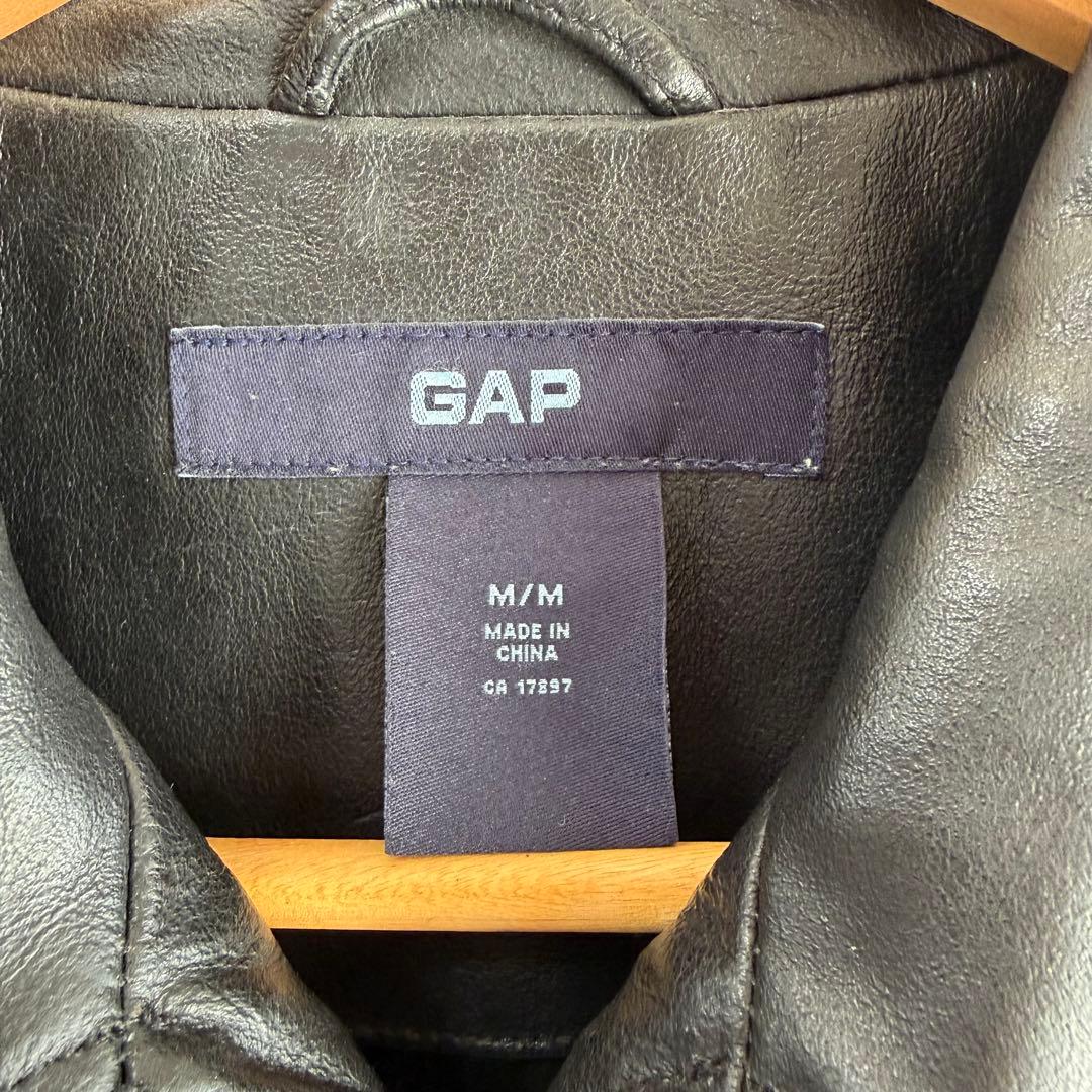 ペ*ス様 00's OLD GAP シングルライダース レザー ジャケット M