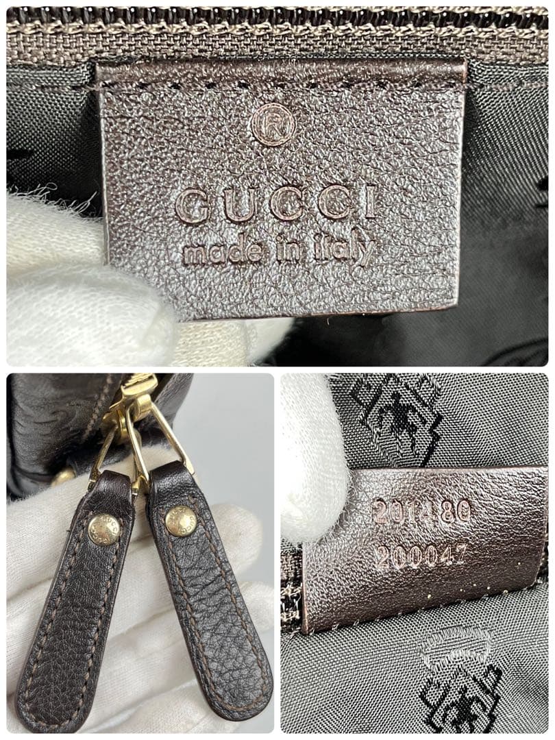 【極美品】グッチ ビジネスバッグ シマレザーGG 本革 ダークブラウン メンズ