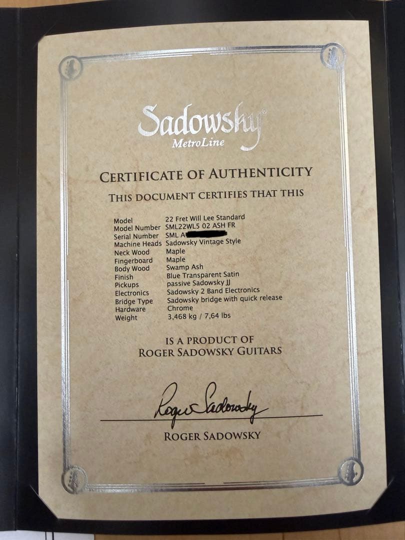 ベース Sadowsky ML22 WL5 ASH BLT STN