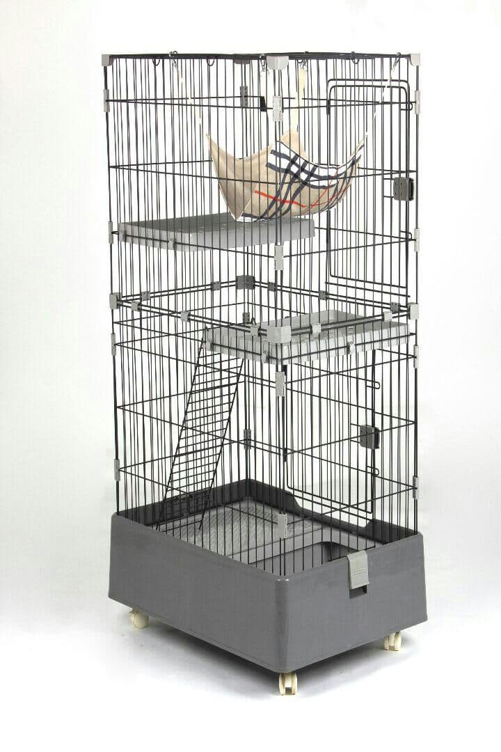 猫 ケージ キャットケージ 2段 猫トイレ付 キャスター付 ハンモック付 猫ゲ