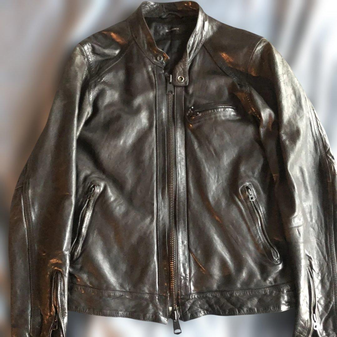 AMERICAN RAG CIEシープレザーヴィンテージ加工ライダース黒2サイズ