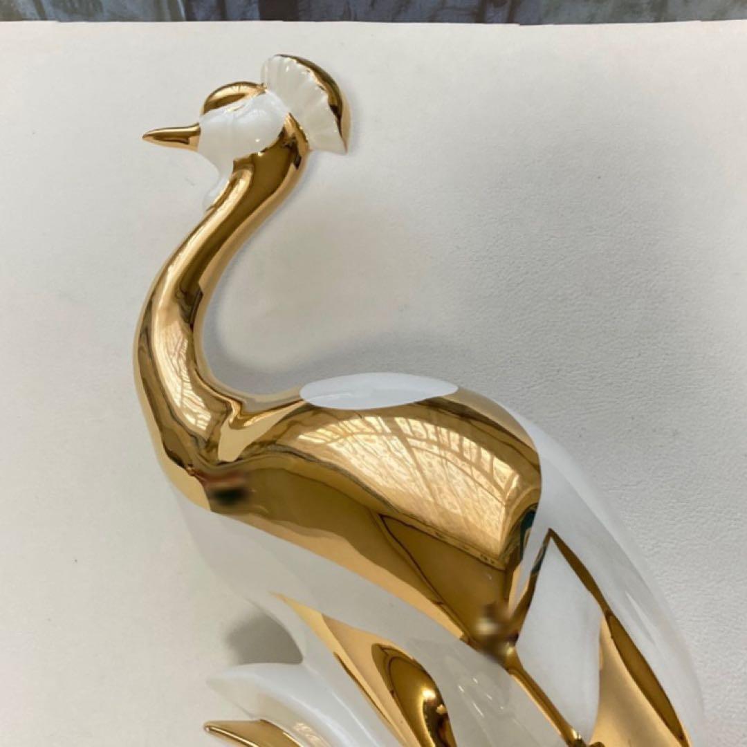 AHURA⁇ 鳥 置物 オブジェ ゴールド 金彩 白磁 陶磁器 レトロ