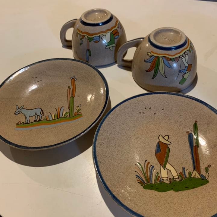 メキシコ　アンティーク　陶器　ティーカップ　レア　ヴィンテージ