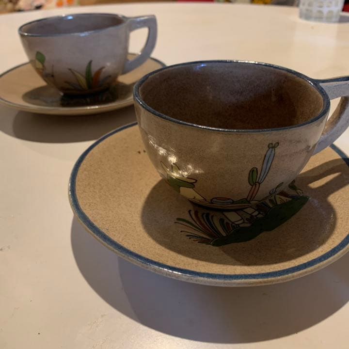 メキシコ　アンティーク　陶器　ティーカップ　レア　ヴィンテージ