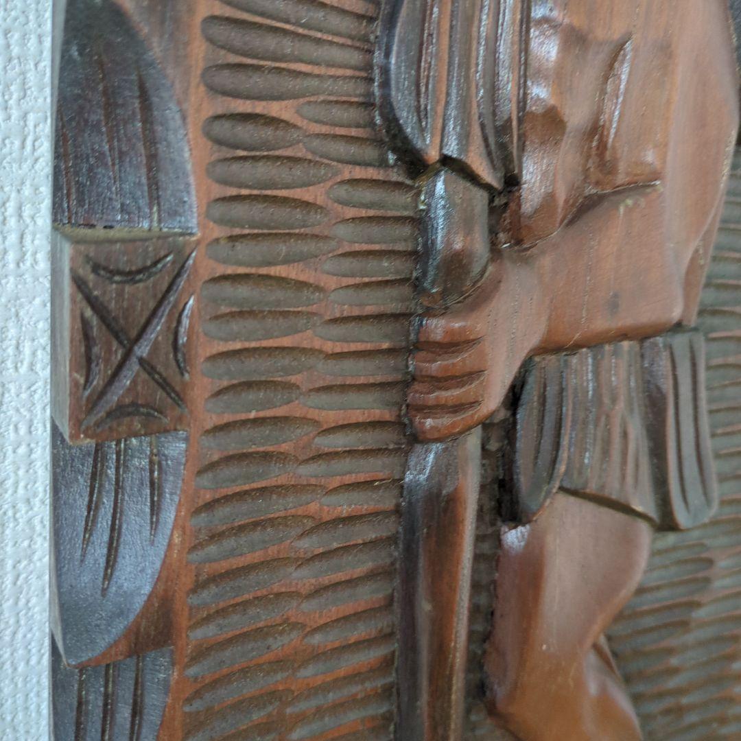 Honduras/ホンデュラス木彫りレリーフ置物 壁掛け　ヴィンテージ置物