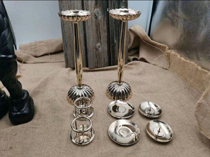 【修縁堂】精密金属彫り オレンジランプ 1対 仏具の製造 密教法器