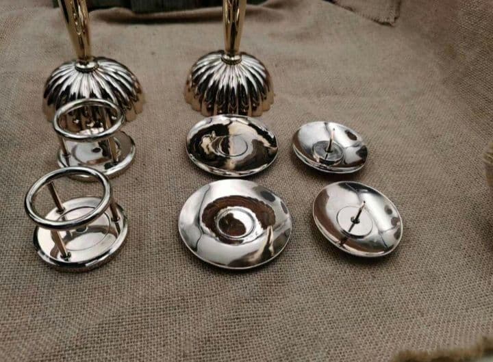 【修縁堂】精密金属彫り オレンジランプ 1対 仏具の製造 密教法器